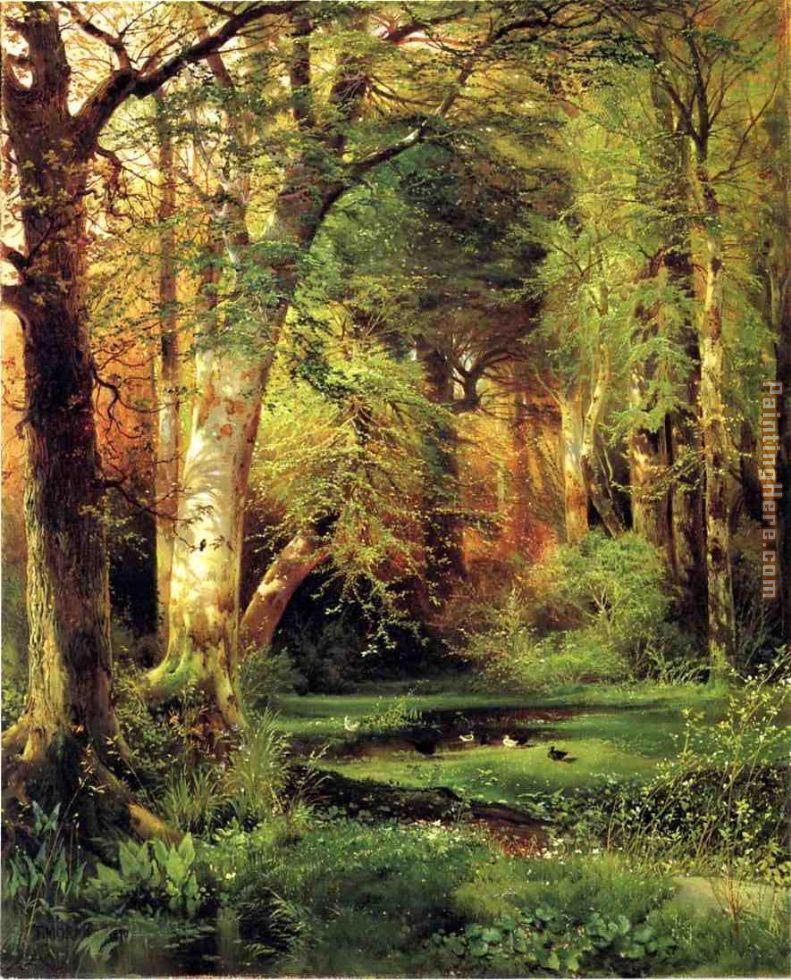 Forest Scene painting - Thomas Moran Forest Scene art painting